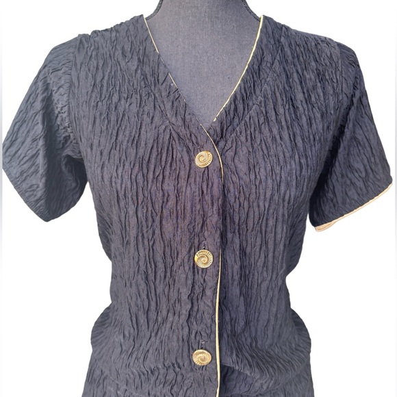 Sand Dollars Black and Gold Elastic Waist Romper - Picture 2 of 9